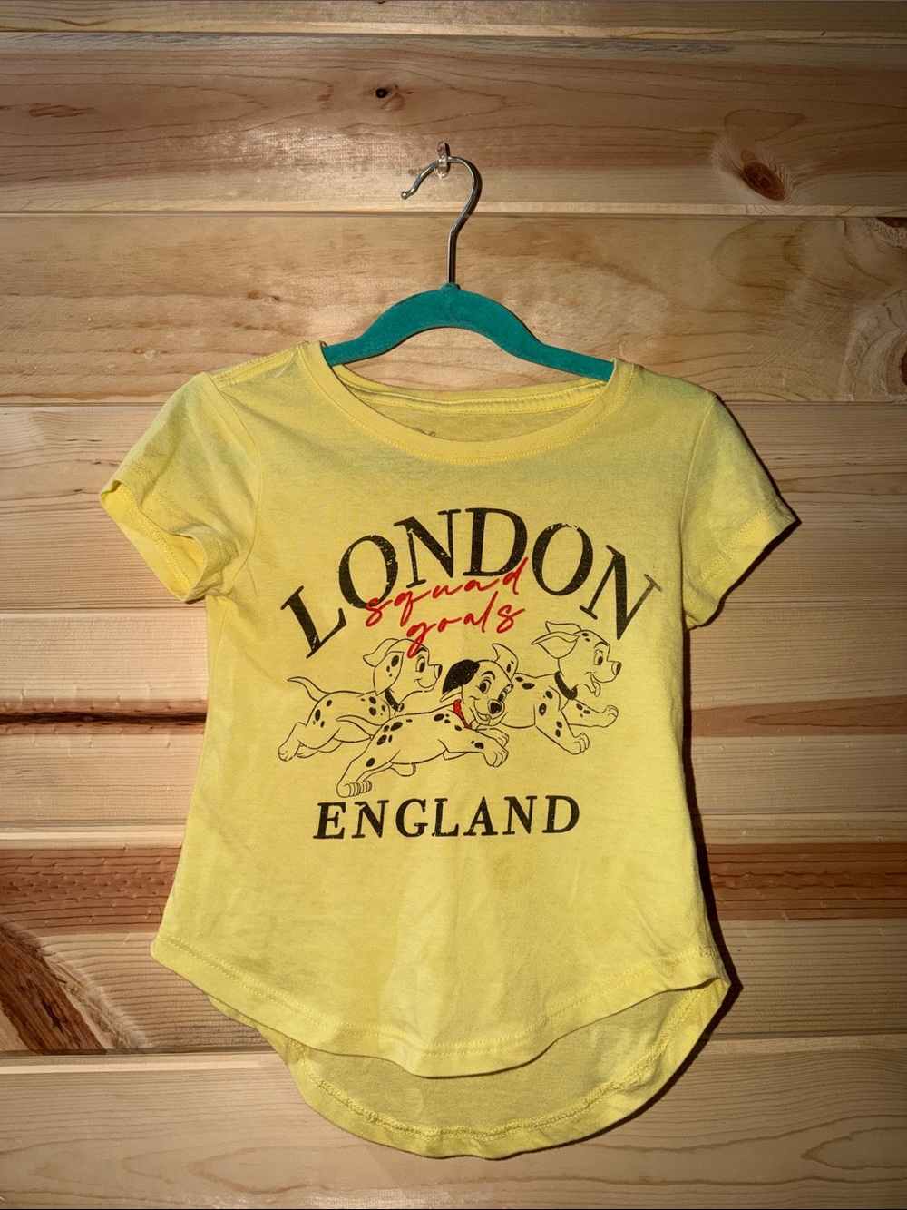 Disney Yellow Dalmatian 'London England' Graphic Tee